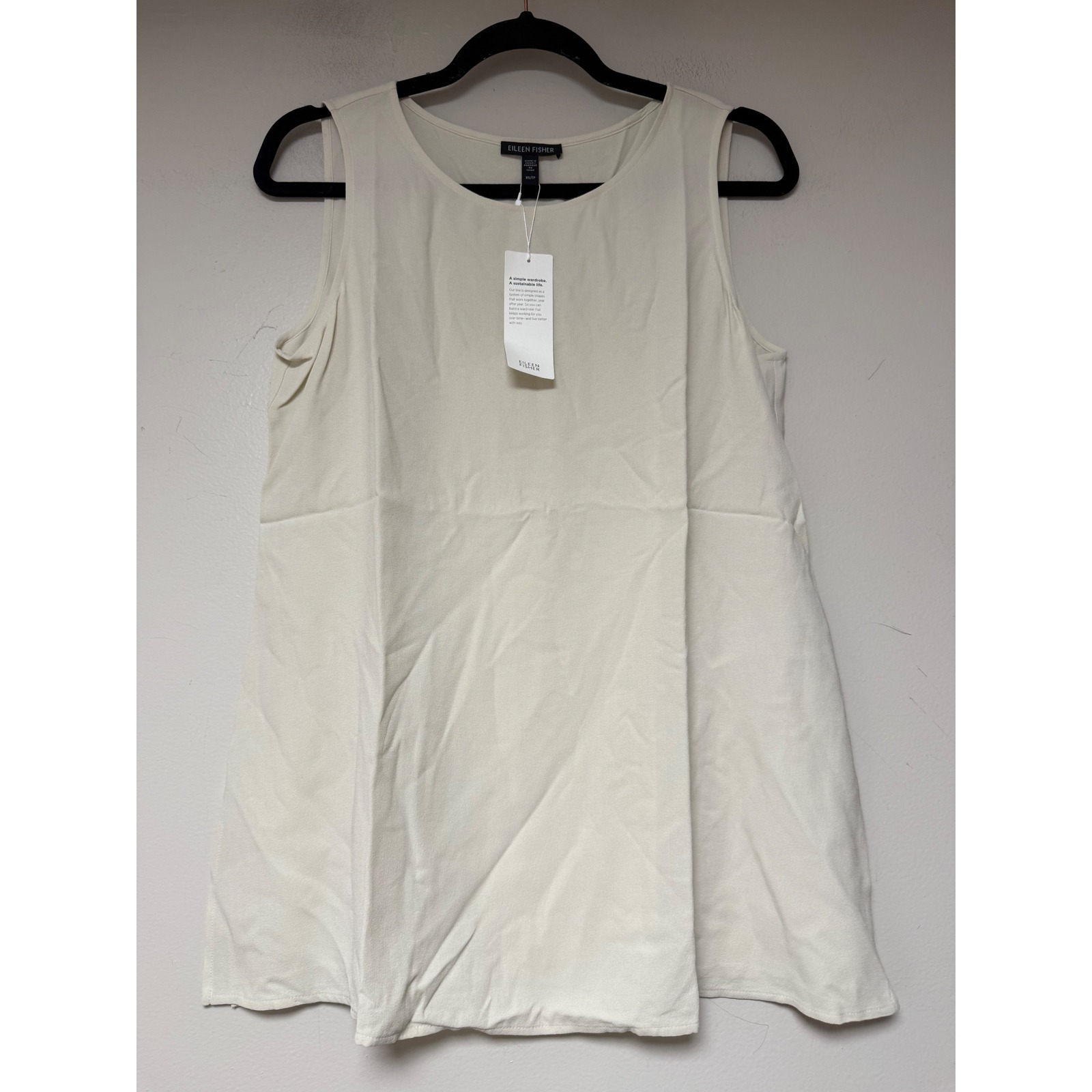 Eileen Fisher Silk Sleeveless A Line Tunic Top Ivory Xs